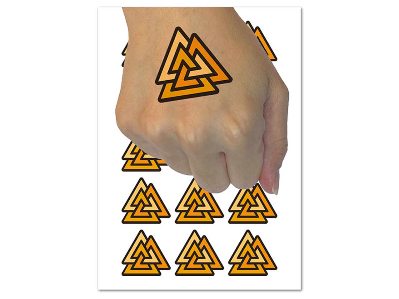 Valknut Symbol Viking Temporary Tattoo Water Resistant Fake Body Art Set Collection (1 Sheet)